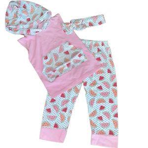 •BOUQITUE•Sparkle in PINK Boutique “watermelon slices” matching set size XL